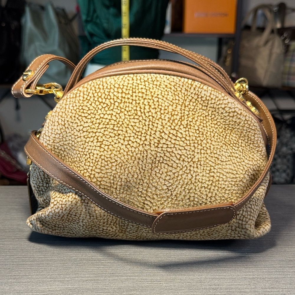 Borbonese Tan and Brown Quail  Suede and Leather Women's Bag